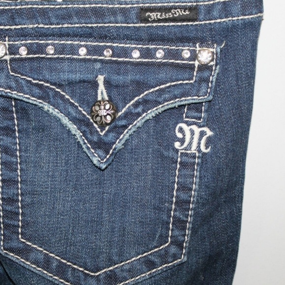 Miss Me Bootcut Jeans Rhinestones Wings HW7086 - Picture 5 of 7